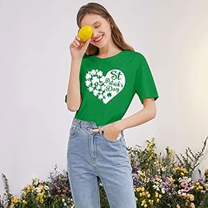 St Patricks Day T Shirt Women St Patricks Rainbow Shirt Shamrock Lucky Graphic Shirt Lucky Gift Tee Tops