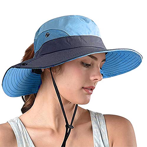 La Mejor Lista de Sombreros y gorras para Mujer los más recomendados. 45 AUTOWT Sombreros de Sol para Mujeres, Mujer Agujero de Cola de Caballo Sombrero Cubo ala Ancha Algodón Sombreros Sol de Verano ala Ancha Protección Solar UV Gorra Ajustable Pesca...