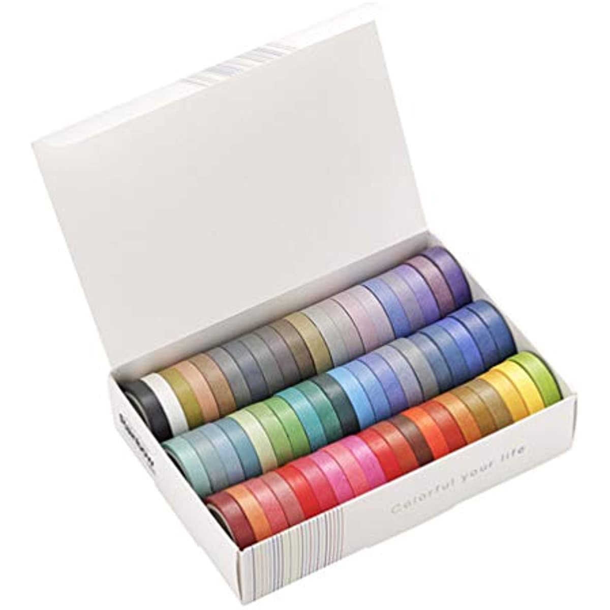 60 roll and paper tape set 8mm wide 4M long solid color Rainbow Decorative Thin tape Art Children's gift Bullet Diary Packing plan calendar scrapbook DIY