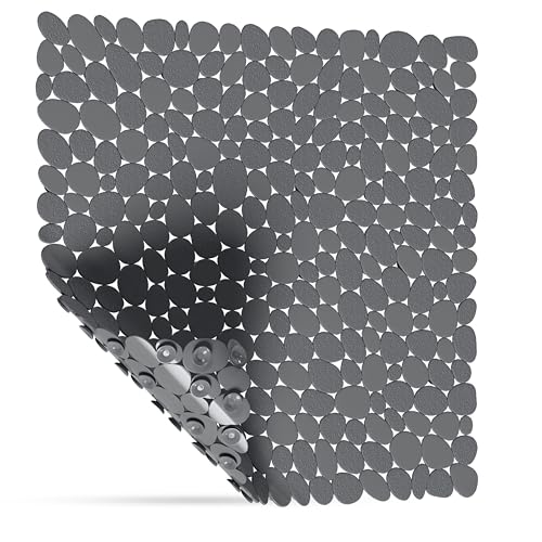 SilverRack DermaSensitive Duschmatte | 100% BPA-frei (dunkelgrau) | Steinoptik | für Kinder und Babys | rutschfeste, sichere Dusche