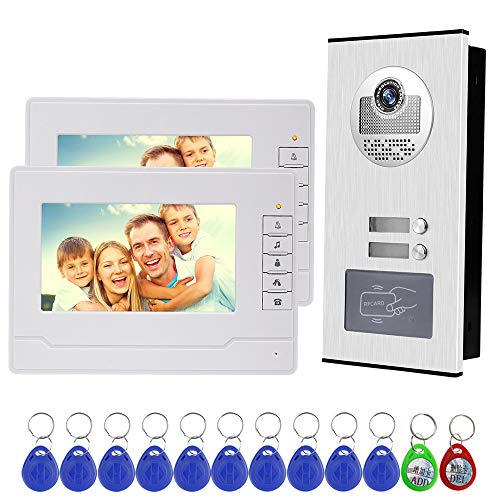 NN99 Video del teléfono de la puerta Sistema de intercomunicación del timbre del teléfono 7 pulgadas Pantalla clara + RFID Cámara de acceso Doorphone (1 Camera + 2 Screens)