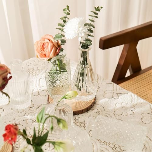 Sawoake Mini Bud Vases Set of 32 As Wedding Centerpieces for Tables,Clear Bud Vases for Flowers,Small Flower Vases Suitable for Birthday Party,Anniversary,Wedding Reception,Baby Shower (Clear, 32PCS)