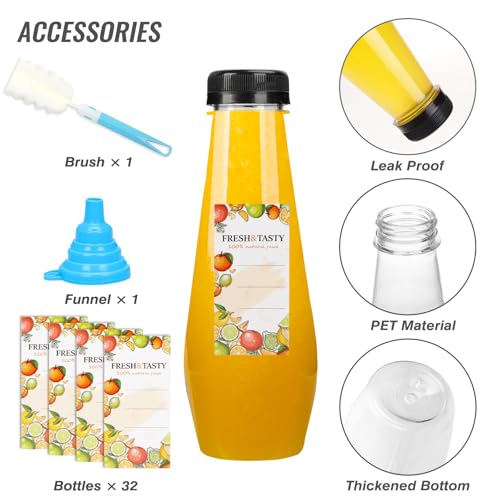 TOMNK 32pcs 12oz Juice Bottles, Empty Plastic Juicing Bottles with Caps, Cone Reusable Clear Bulk Beverage Containers for Juicing, Drinking, Milkshake, Tea and Other Beverages by TOMNK - Used condition - Image 3