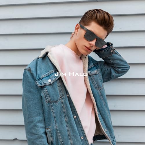 JIM HALO Retro Polarized Sunglasses Men Women Flat Top Square UV400 Glasses for Driving Fishing Hiking Golfing3