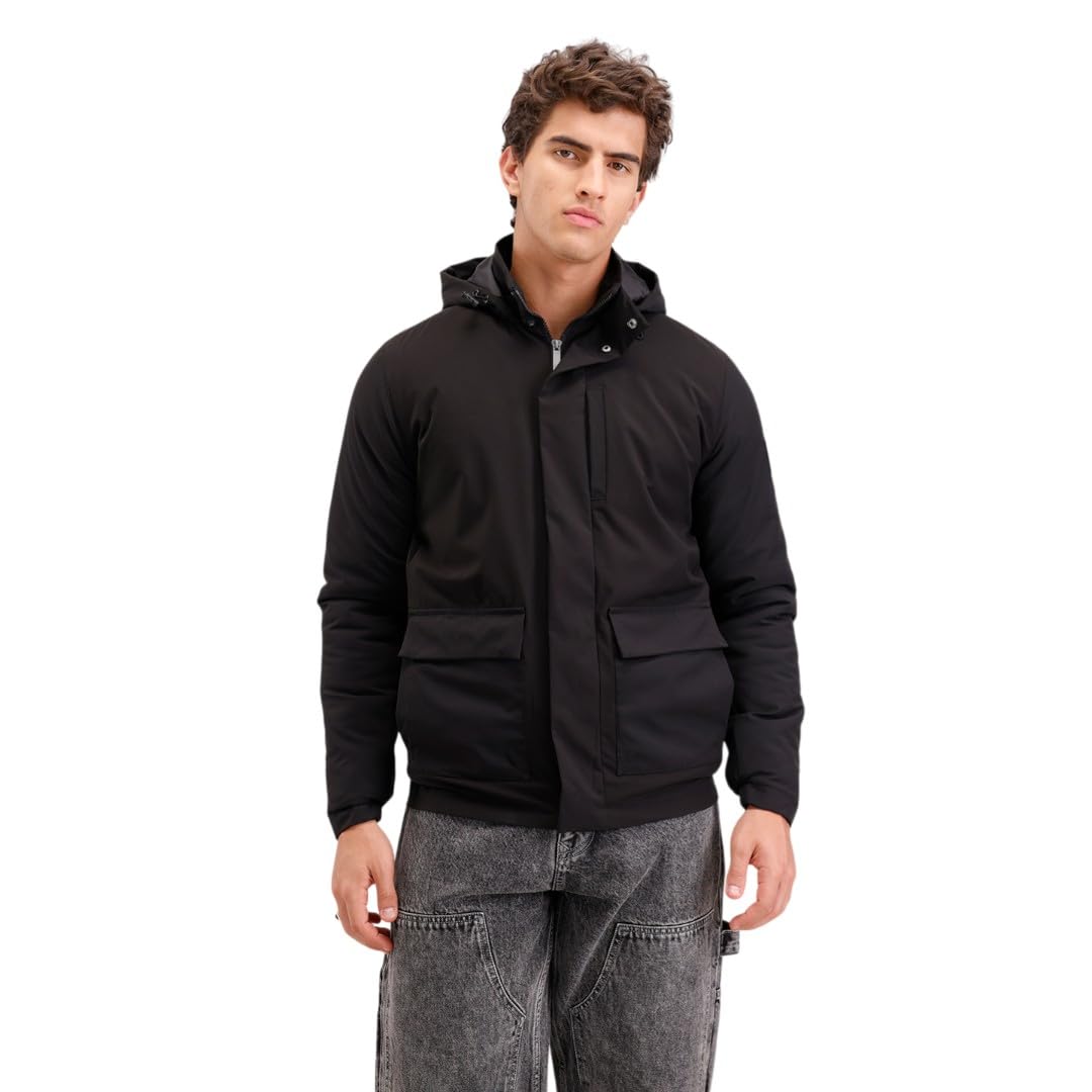 wrogn Men's Insulated Hooded Jacket | Utility Pocket Design | Slim Fit-picture-41