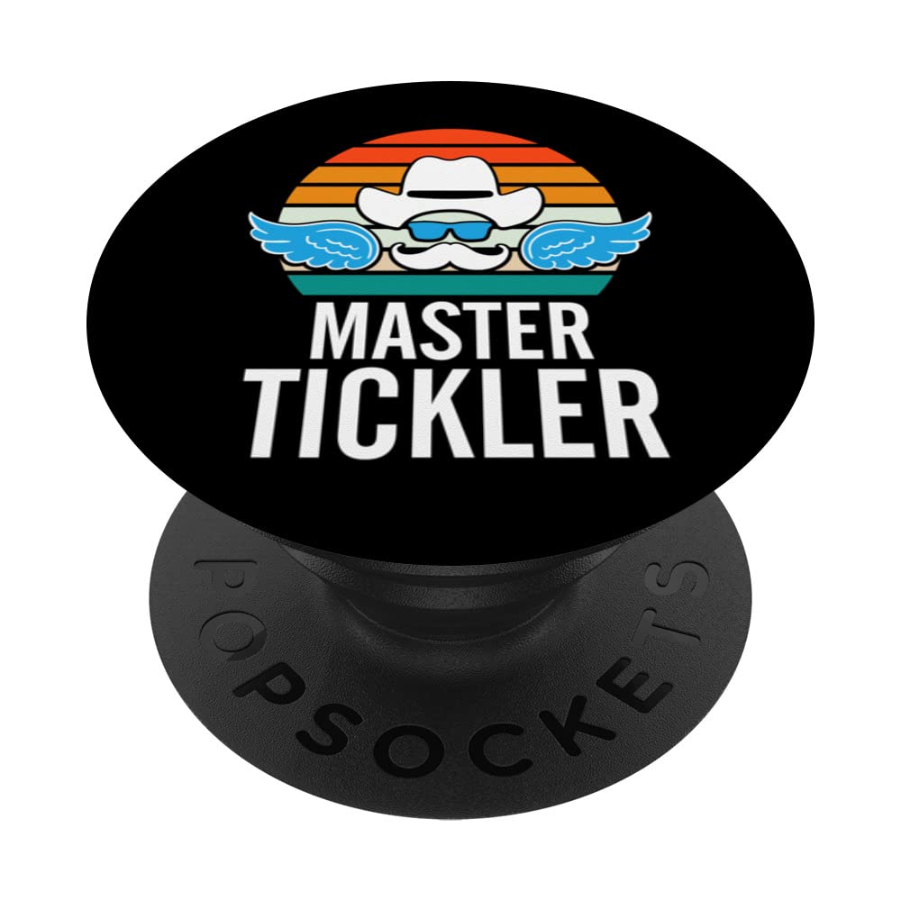 Master Tickler Dad Playful Daddy Funny Dad Jokes PopSockets Swappable PopGrip, Black