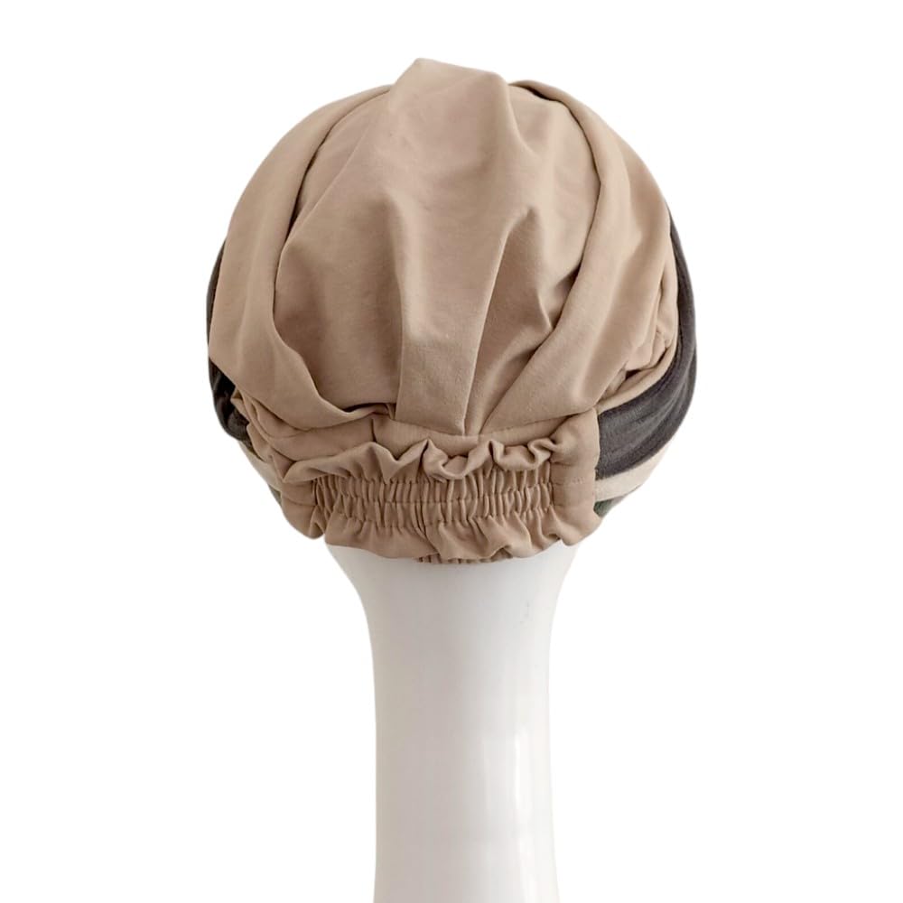 CAREBELL Turbante Elegance Velvet per chemioterapia. Tessuto in cotone. Alopecia e perdita di capelli, beige, Taglia unica