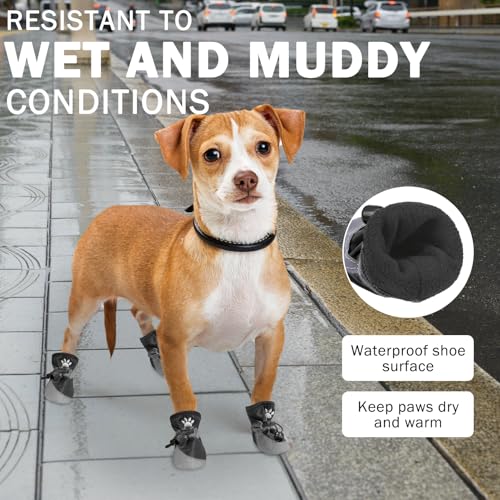 Scenereal Dog Shoes Small Sized Dogs, Anti-Slip Dogs Boots & Paw Protector With Reflective Straps & Warm Fleece thumb #1