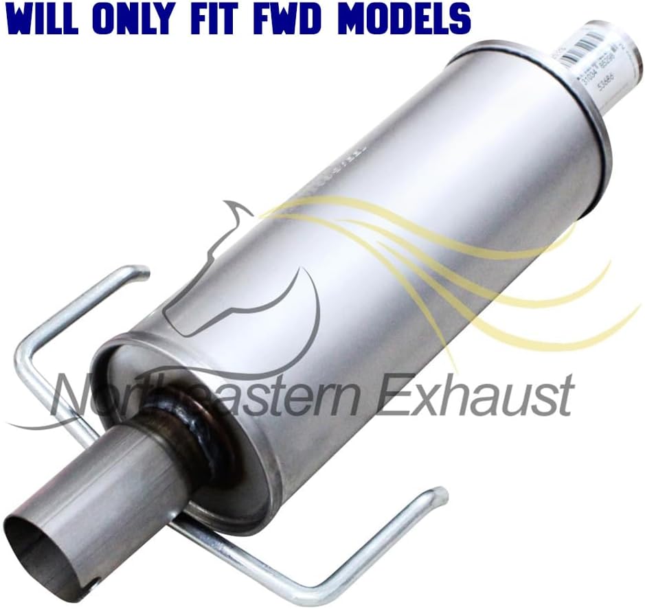 Exhaust Rear Resonator Compatible for 2010-2012 Ford Fusion 3.5L | Stainless Steel | Northeastern Exhaust | Free Clamps and Hangers Included | Automotive Replacement Part