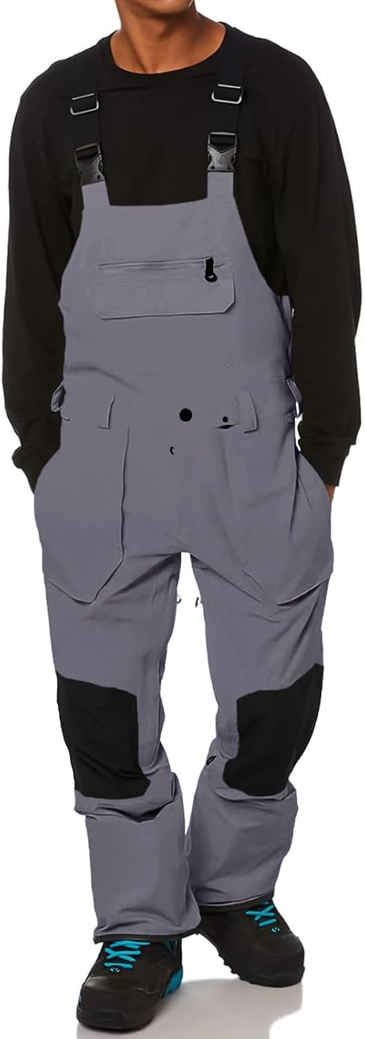 Newffr Men’s Snow Bib Water-Resistant Insulated Waterproof Snow Pants Ski Snowboard Overalls