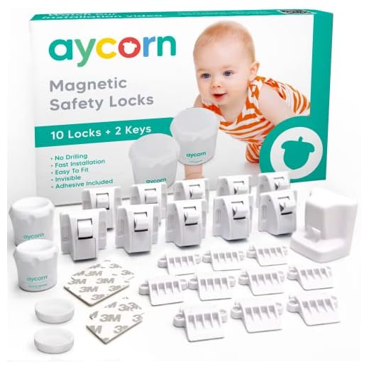 AYCORN Magnetische kind- en babysloten voor kasten, 10 sloten en 2 sleutels, in een paar seconden te plaatsen, gratis instructievideo, nieuwste ontwerp om kinderen en peuters te beschermen, geen boor of schroeven nodig