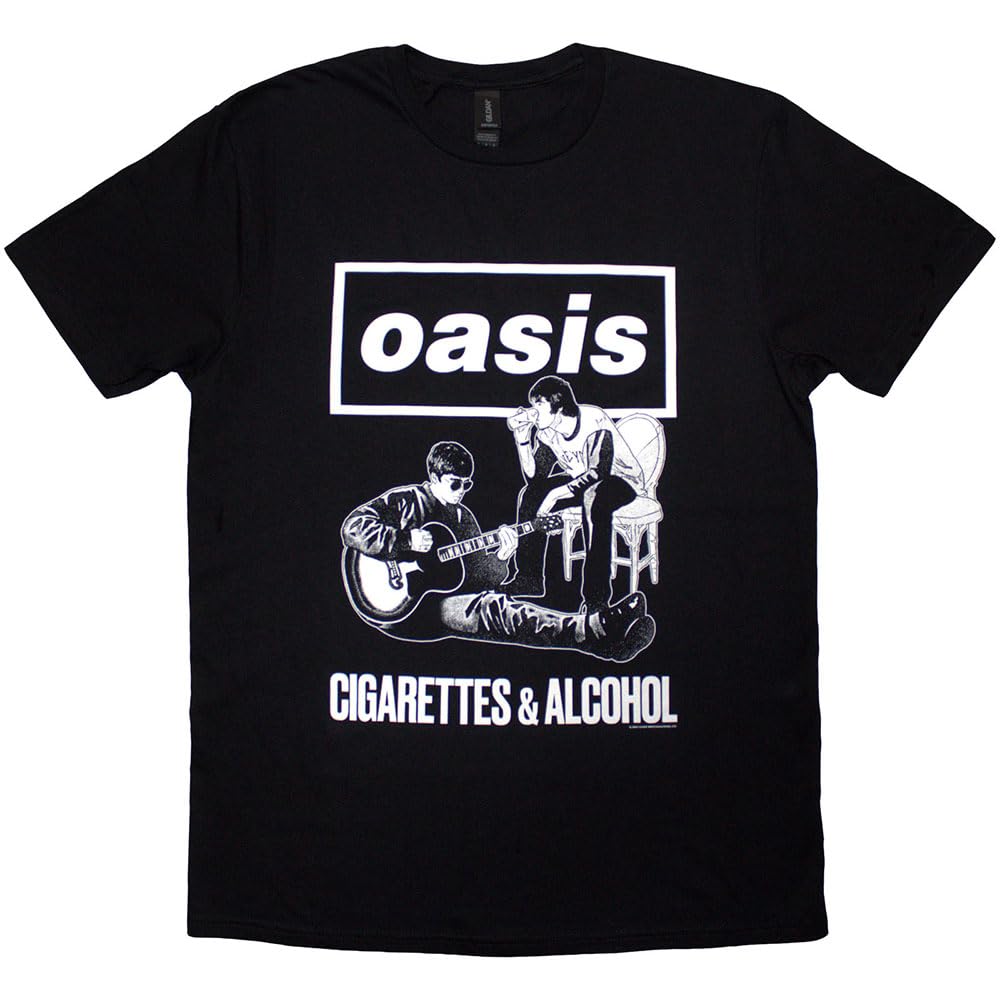 Rock Off officially licensed products Oasis Cigarettes and Alcohol Illustration Mono T Shirt XXL Black