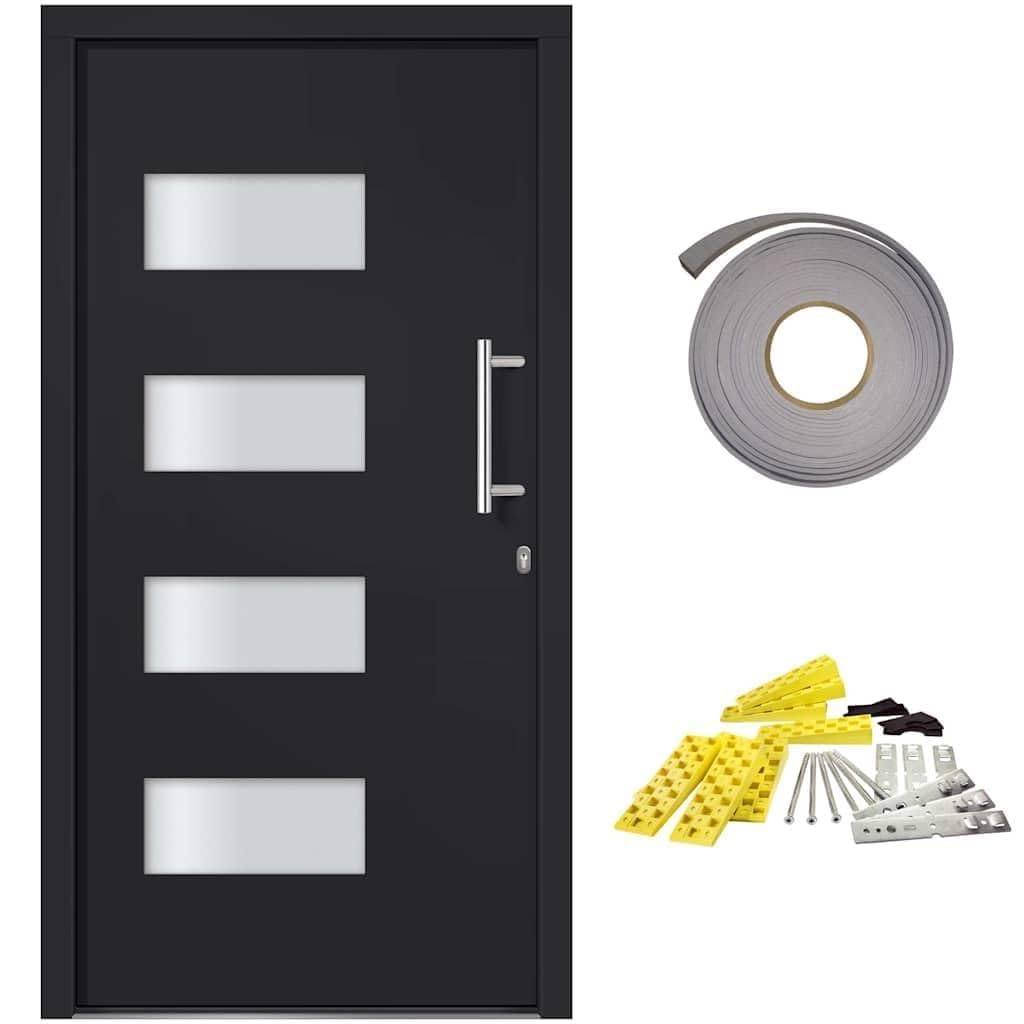 Haustür Aluminium PVC Anthrazit 100x210 cm
