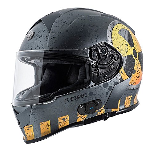 Torc T14B Bluetooth Integrated Mako Nuke Full Face Helmet (Flat Grey, X-Small) #TOP27