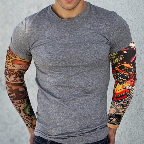 Image of YARIEW Tattoo Sleeves for Men, 6Pcs Arm Sleeves Fake Tattoos Sleeves to Cover Arms Sun Protection Sleeves Tattoo Sleeve Covers Temporary Tattoo Sleeves for Men and Women (Set 7)