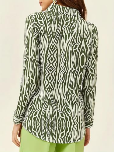 Image of Leriya Fashion Shirt for Women S-3XL | Abstract Printed Crepe Full Sleeve Shirt Collared Silhouette | Office Wear Tops for Women, Western Shirt for Women & Stylish Tops for Women Smart-Casual Styling