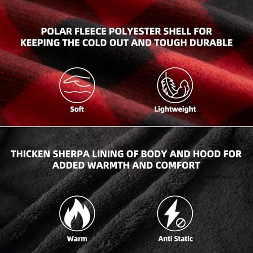 Image of LeeHanTon Mens Flannel Jackets Sherpa Lined Fleece Zip Up Winter Warm Workout Plaid Sweatshirt with Hood