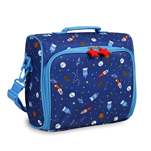 Image of J World Casey Kids Lunch Bag. Cute Insulated Lunch-Box for Boys Girls, Rocket