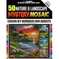 50 Nature & Landscape Mystery Mosaic Color By Number For Adults