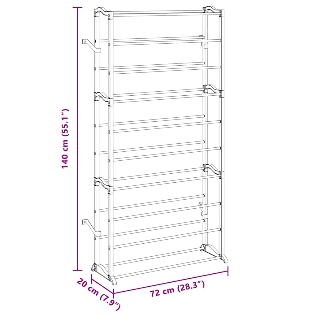 Schuhregal für 40 Paar Schuhe mit 10 Stufen, weiß, 140 cm hoch, Metallstreben, platzsparend und leicht, ideal für Flur, Diele, Wohnzimmer, Schuhschrank und Aufbewahrung