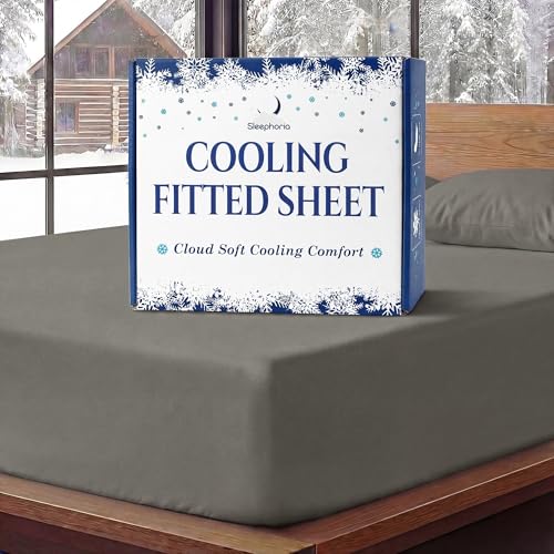 SLEEPHORIA Cooling Fitted Sheet Full Size - 1 PC BreezeWeave Cooling Sheets for Hot Sleepers & Cool...