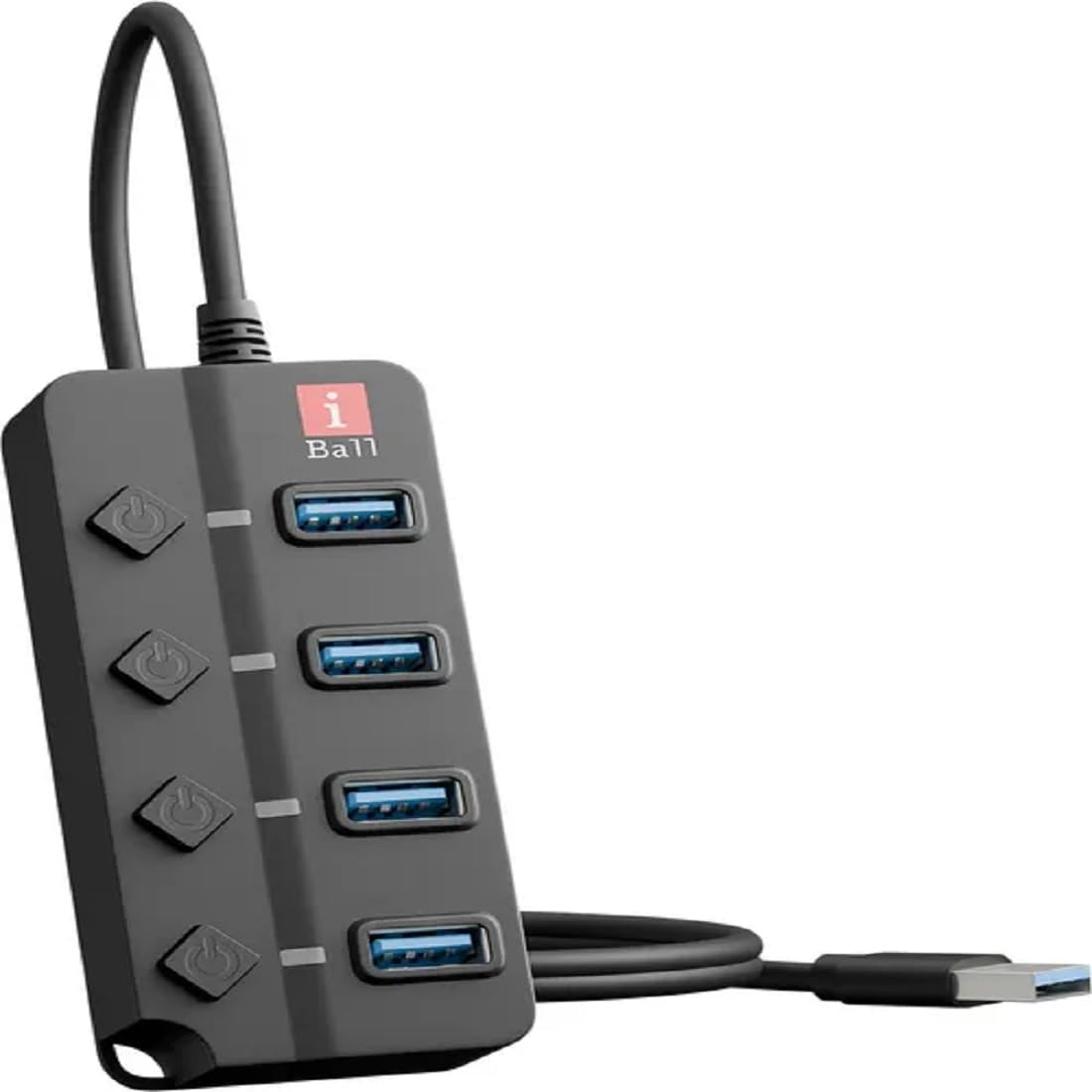 iBall Piano 430 4 Port USB Hub slim, compact and durable I usb type c port laptops and devices I Rubber footpad & shiny body I Transfer 5gbps I - Black-image-19