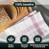 ZOLLNER Zestaw 10 ściereczek kuchennych z bawełny, wymiary 50 x 70 cm – bardzo chłonne – można prać w temperaturze do 95°C – w czerwono-białą kratkę – certyfikat Oeko-Tex®