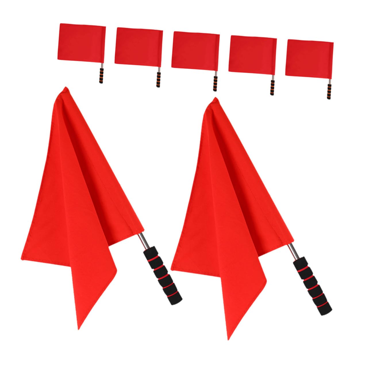 SOIMISS 7 pièces Drapeaux Arbitre Rouge Signalisation Main pour Juge de Touche Sport Manche Inox Mousse Équipement Léger pour Football Volley Rugby
