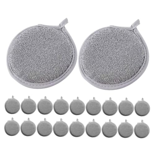 VALICLUD Long-Lasting Dish Washing Sponge Set 20pcs Silver Nylon Sponge Scrubbers Versatile Scouring Pads for Kitchen Bathroom