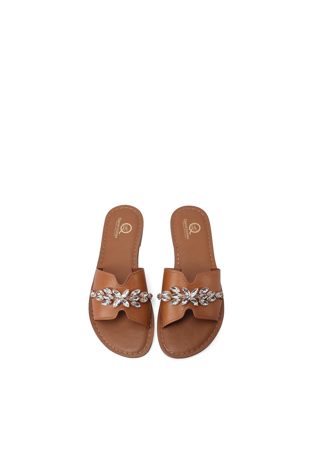 QUEEN HELENA Ciabatte con Strass a Fascia Casual Eleganti Donna L02