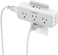 Vista 10 de TESSAN - Extensor de enchufe múltiple, divisor de enchufe de pared con protector de sobrecarga y 5 expandidores de salida eléctrica, adaptador