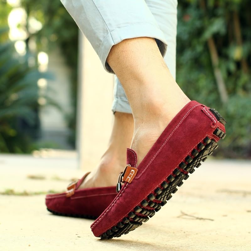 Mens Loafers Shoe Round Toe Suede Vamp Driving Style Loafer Resistant Anti-Slip Flexible Wedding Slip On3