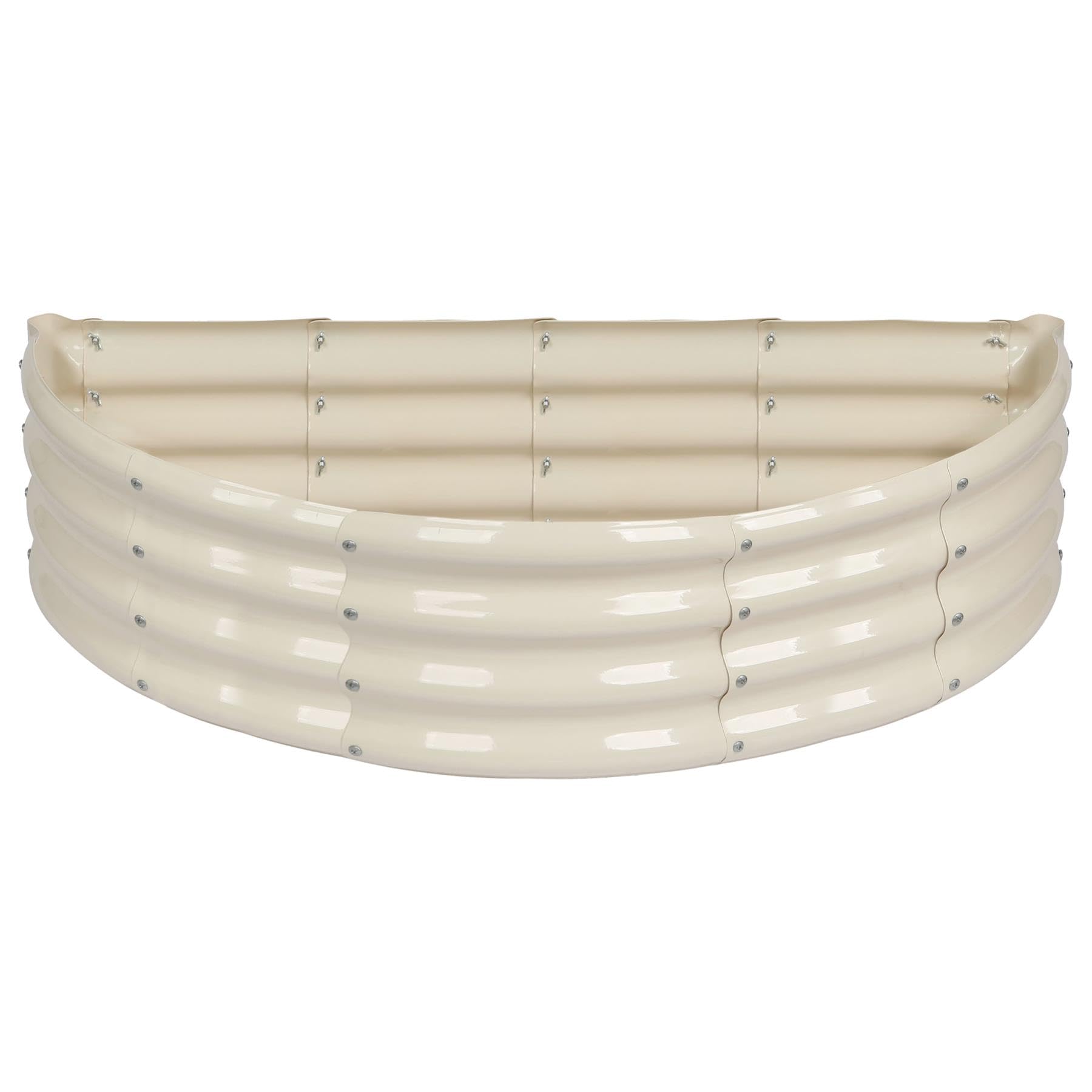 Harbour Housewares Off-White Raised Garden Bed - Ivory - 120 X 60Cm - Semi-Circle - Bottomless Galvanised Steel Metal Planter Box For Growing Outdoor Plants, Vegetables, Flowers And Herbs
