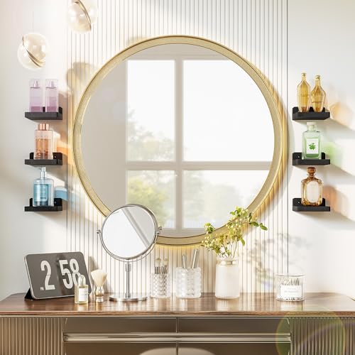 Alsonerbay Wandregal Klein Schweberegal 6er Set, 10cm Mini Regal Wand Wandboard Hängeregal Regale für Wände Wall Shelf für Schlafzimmer Wohnzimmer Badezimmer Küche (Schwarz)