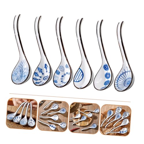 Cuillère à Ramen en Céramique Fine Alipis | Set de Table Durable de 6 Pièces - 5