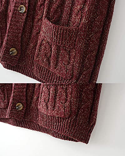 Aeneontrue Women's Sweater Vest Sleeveless Button Down Knitted Cardigan Outwear With Pockets Burgundy 3Xl #TOP4