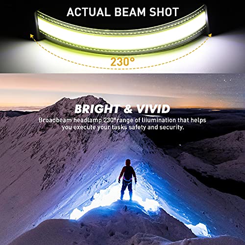 Svjestan Led Headlamp Rechargeable, 1000 Lumen Headlamp Hard Hat Light Mechanic Light, 230°Wide Beam Headband Light With Red Tail Light, Lightweight Head Lamp For Running Camping（2-Packs） #TOP2