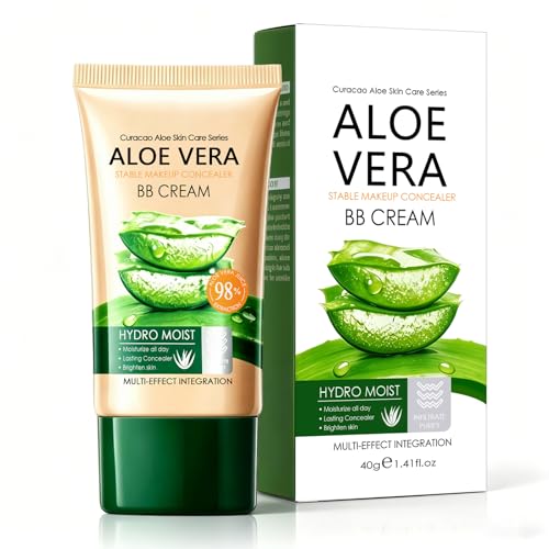 Aloes BB Cream con SPF 50+ PA++++, CC Cream Hidratante con Color y Alta Cobertura, Crema Solar Facial Antiedad 01# Tono Natural, Control de Brillos, Resistente al Agua, 40g