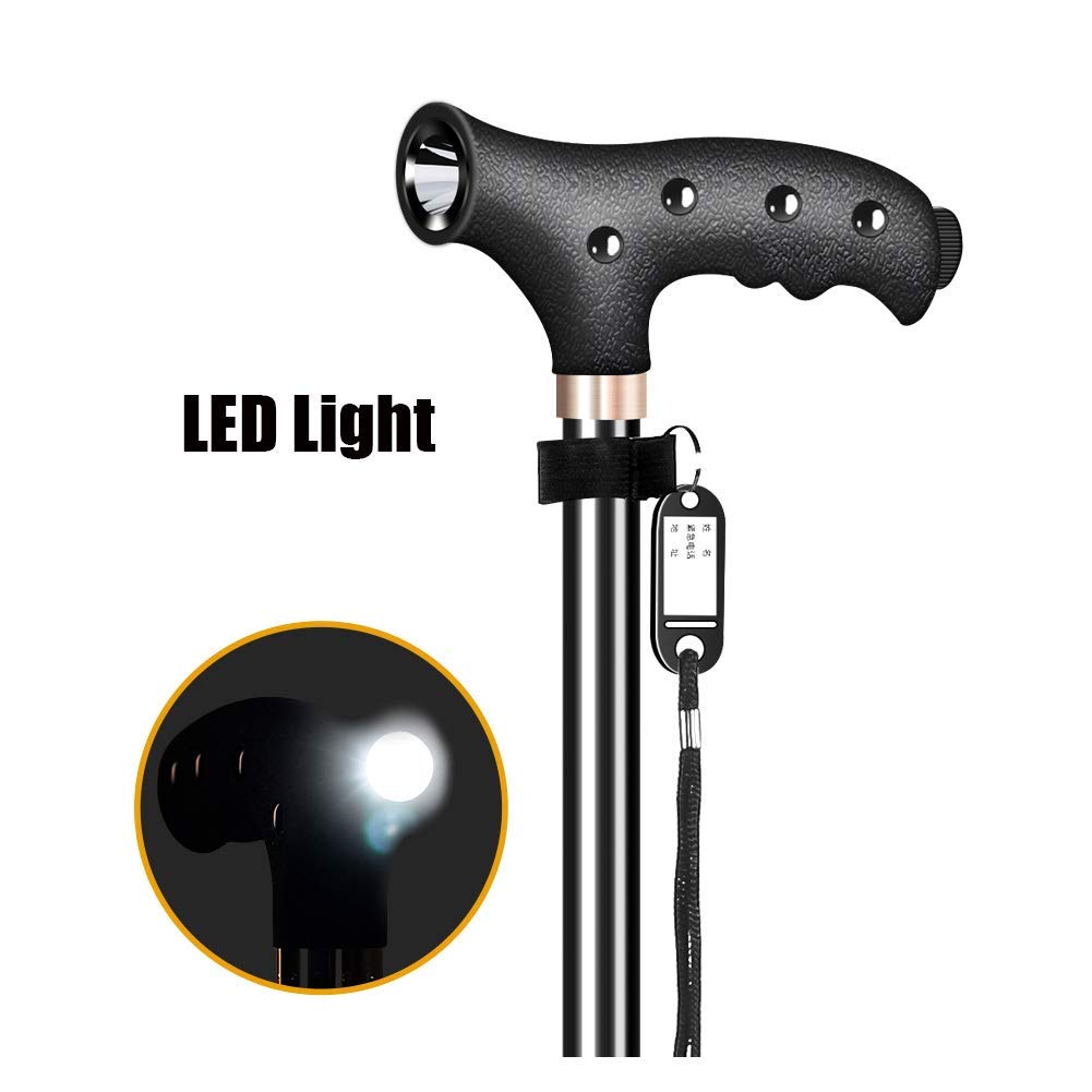 Bastón con Mango Ergonómico Luz LED 10 Niveles de Altura Regulables 3 Base Muleta Star of Light