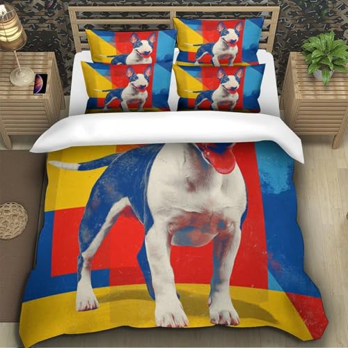 Housse de couette Bull Terrier pour chambre d'ado : parure de lit double microfibre douce - 5