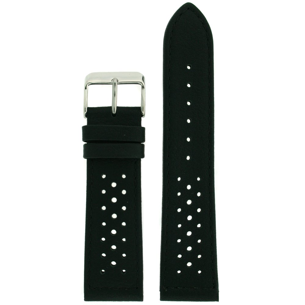 Tech Swiss Watch Band Black Sport Design Genuine Leather 18 Millimeter
