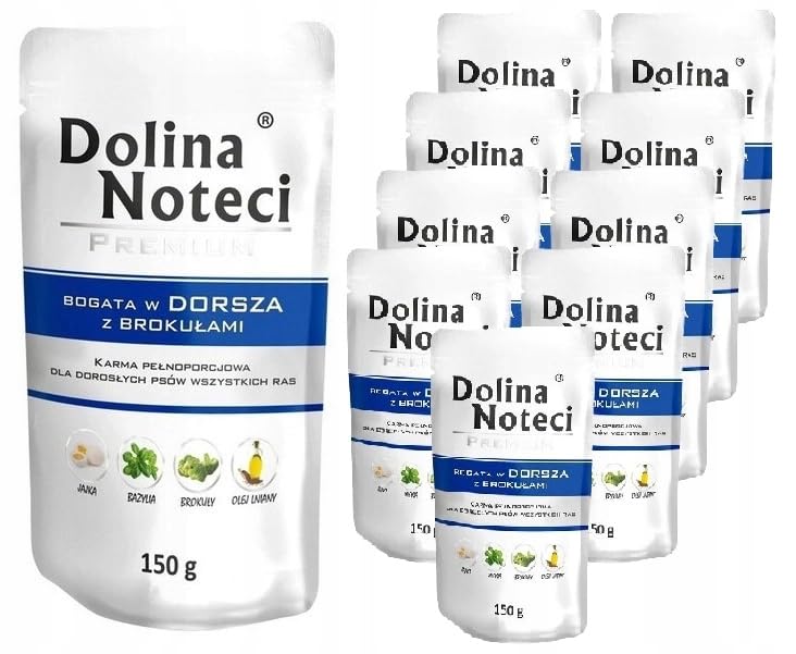 Dolina Noteci Aliment Nourriture humide de qualité supérieure pour chien - Morue et brocoli - Sans gluten - 10 x 150 g