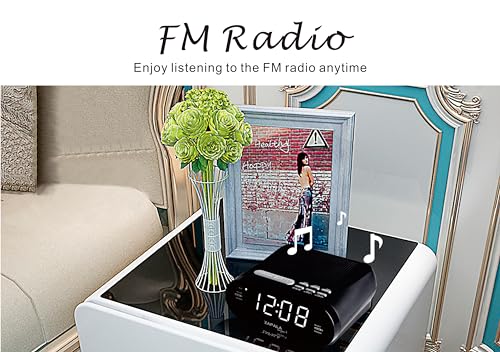 ZAPALA expert Alarm Clock Radio for Bedroom, 2 Alarms Bright LED Display Plug in Simple Basic Digital FM Clock Radio with USB Charging Port, Adjustable Volume, Snooze for Deep Sleepers