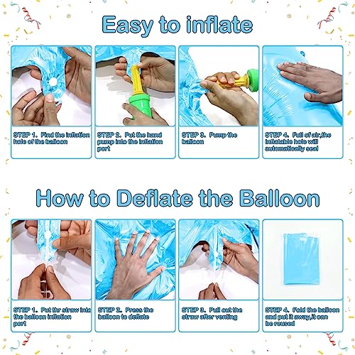 Image of 40 Inch Light Blue Number 3 Balloons - Helium Mylar Foil Number Balloons for Birthdays, Boy Baby Shower & Wedding Decorations