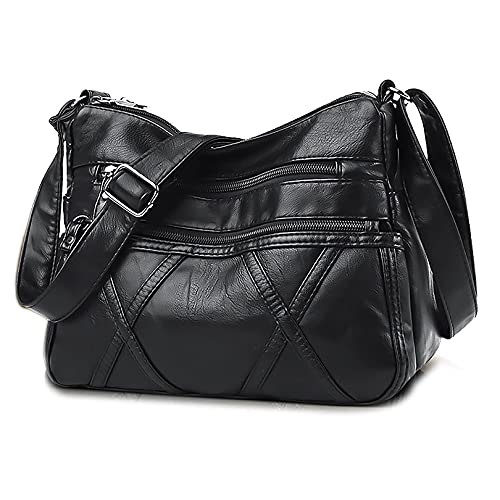 Lightweight Leather Crossbody Shoulder Bag for Women, Compact Everyday Purse