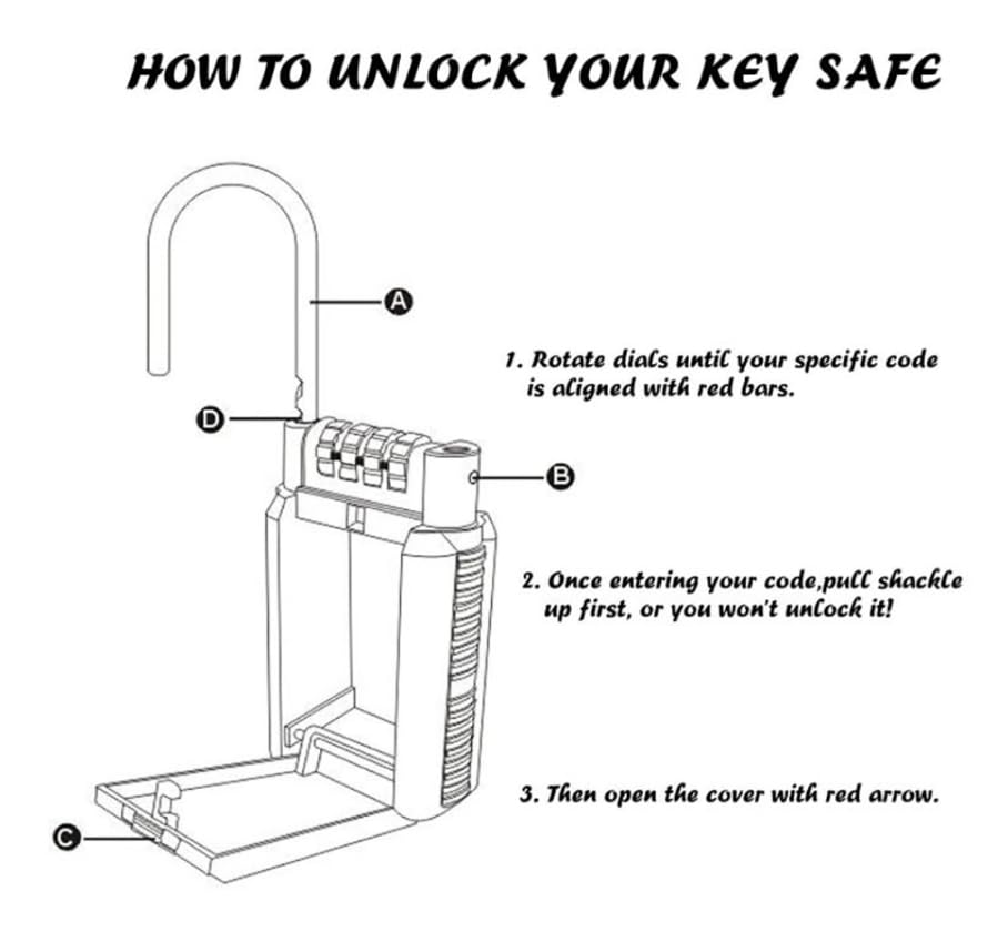 Luminexia Schlüsseltresor mit 4-stelligem Zahlencode,Key Lock Box Security Key Vorhängeschloss Safe,Schlüsselbox mit Bügel zur Befestigung,für Haus,Garagen,Schule Ersatz Haus Schlüssel