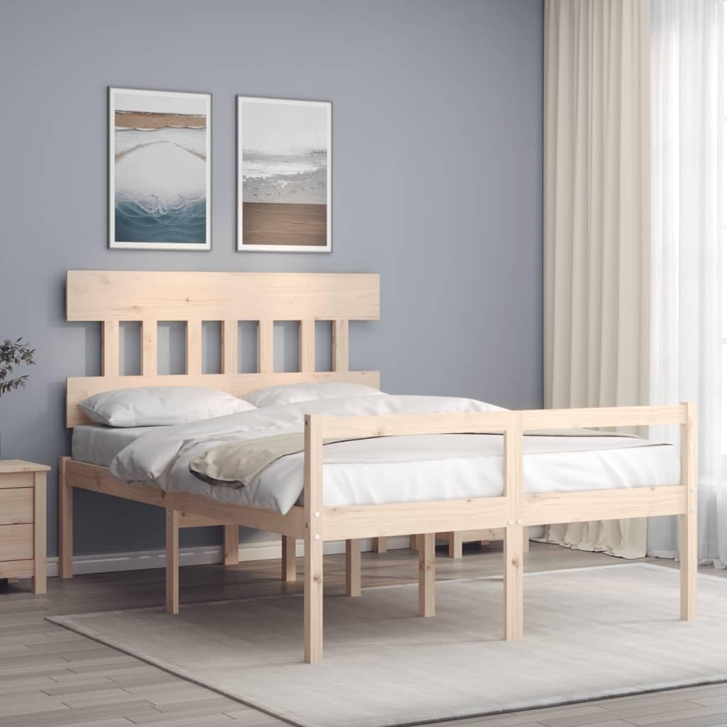 Seniorenbett aus Massivholz 120x200 cm mit Kopfteil und Fußteil sowie seniorengerechtem Lattenrost