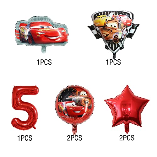 7Pcs Cars Lightning Mcqueen Foil Balloons For Kids 5Th Birthday Baby Shower Race Car Theme Party Decorations (Cars 5Th Birthday) #TOP5