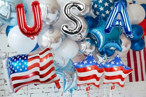 Image of 4th of July Decorations Red White and Blue Balloons Patriotic USA Party Fourth of July Decorations USA American Flag Balloons