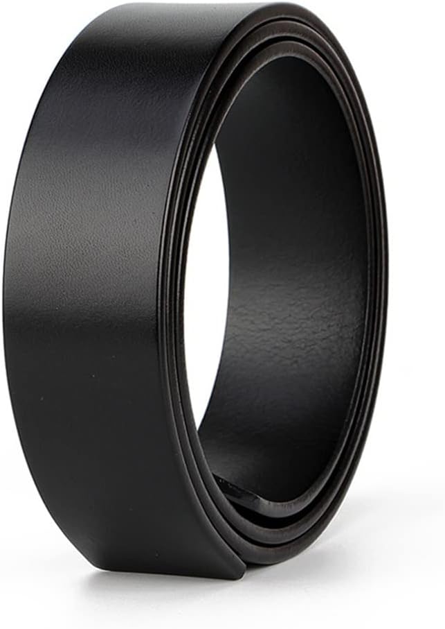 [WESTCH] レザーソリッドベルトメンズ無歯無孔3.8ベルトストリップボディバックルなし (Color : White, Siz